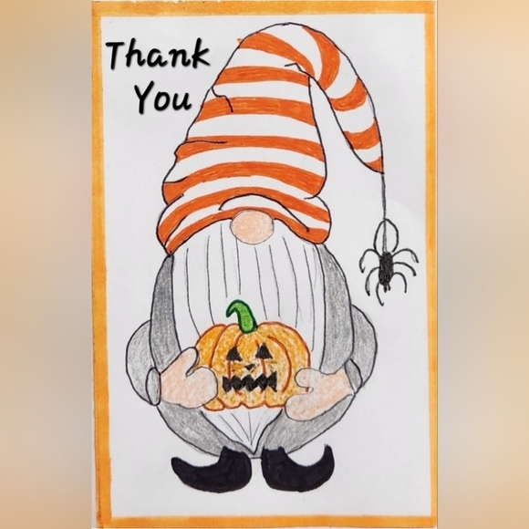 Original Art Work by Seller Jack o Lantern Gnome Business Cards - Picture 1 of 3